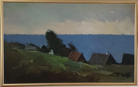 Kunst Aspelin stort blaat maleri 2021