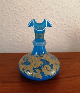 Glas Parfume m blaa m guld 2021